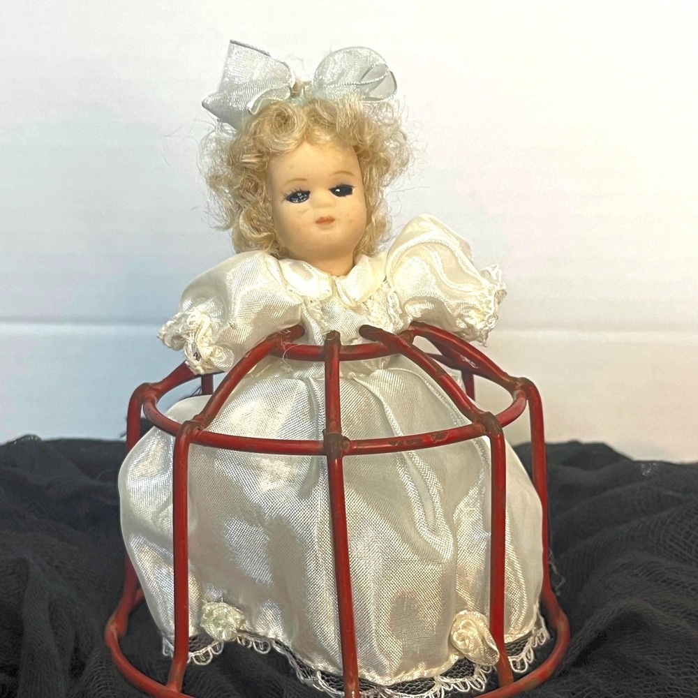 Antique porcelain doll assemblage decor figure creepy one of‎ a kind